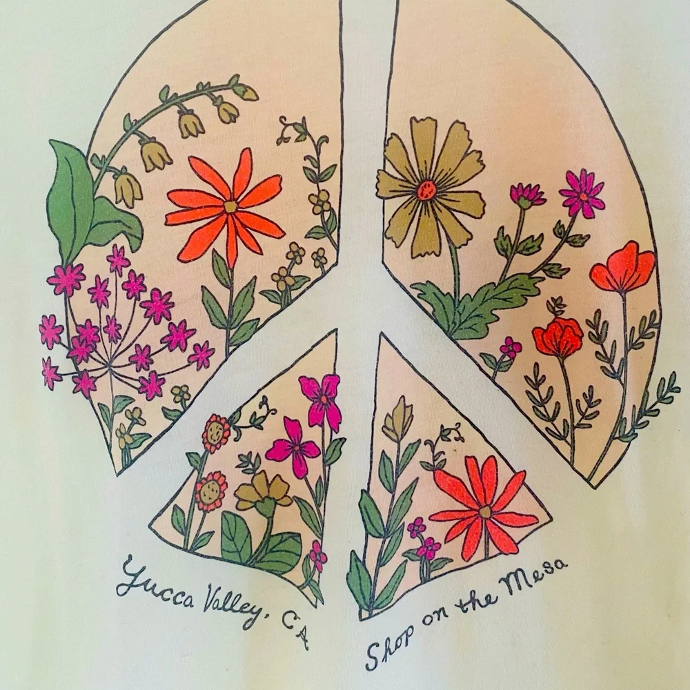 🌼 RARE Vintage Tee Floral Peace Sign Yellow Desert Superbloom Mesa Sz S - Picture 3 of 5